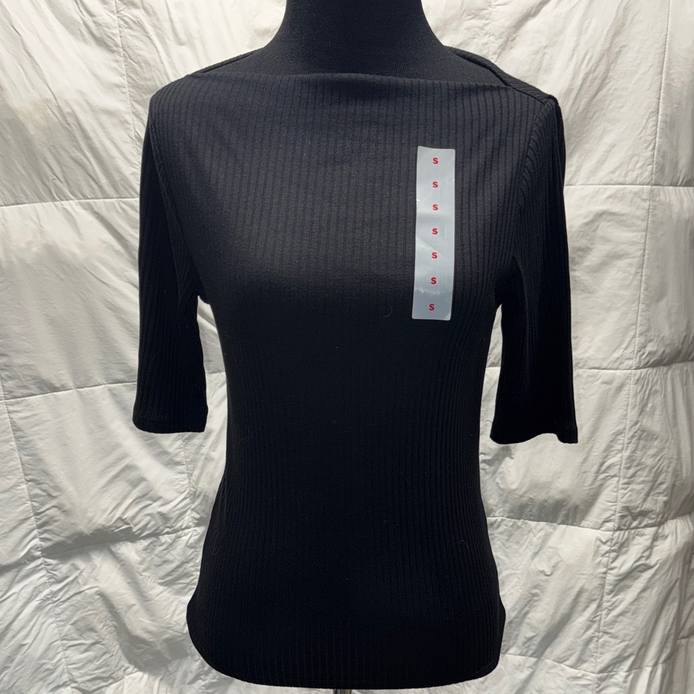 Old Navy Black Ribbed Short Sleeve Top